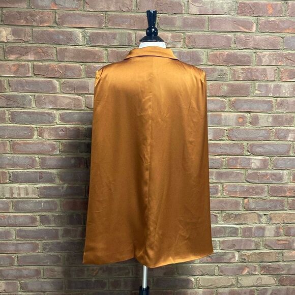 Skies Are Blue Satin Copper Double Breasted Cape Blazer Size Large NWT - Picture 4 of 13